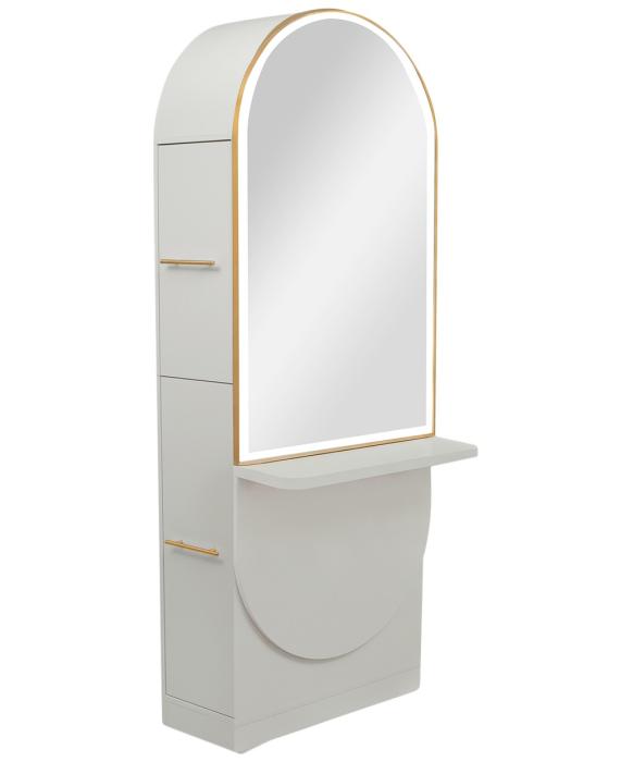 Pibbs PV801 Arched Styling Station & Mirror w/ Shelf
