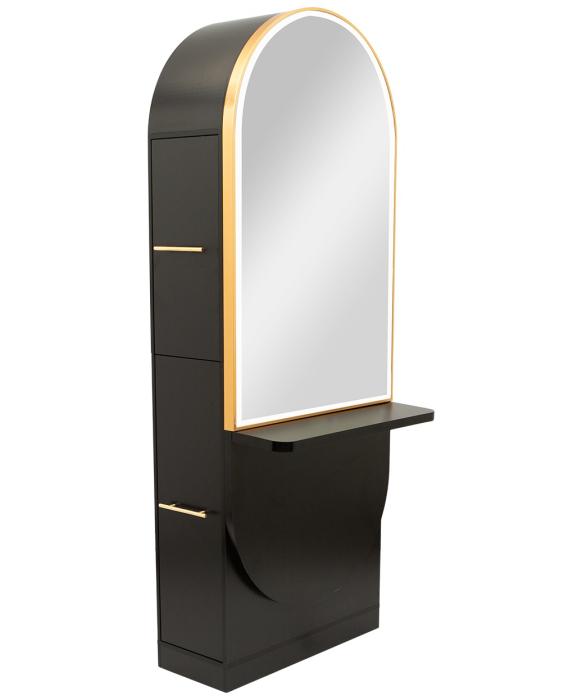 Pibbs PV801 Arched Styling Station & Mirror w/ Shelf
