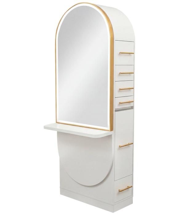 Pibbs PV801 Arched Styling Station & Mirror w/ Shelf