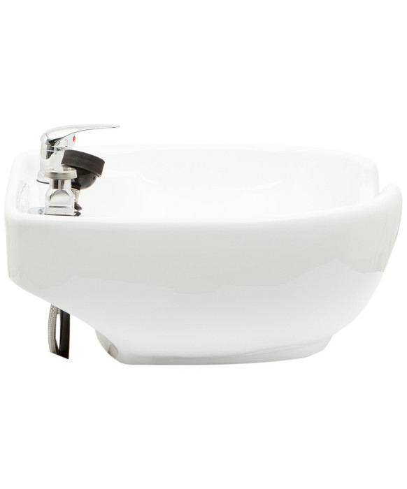 Stationary Porcelain Shampoo Bowl w/ Hardware - TS