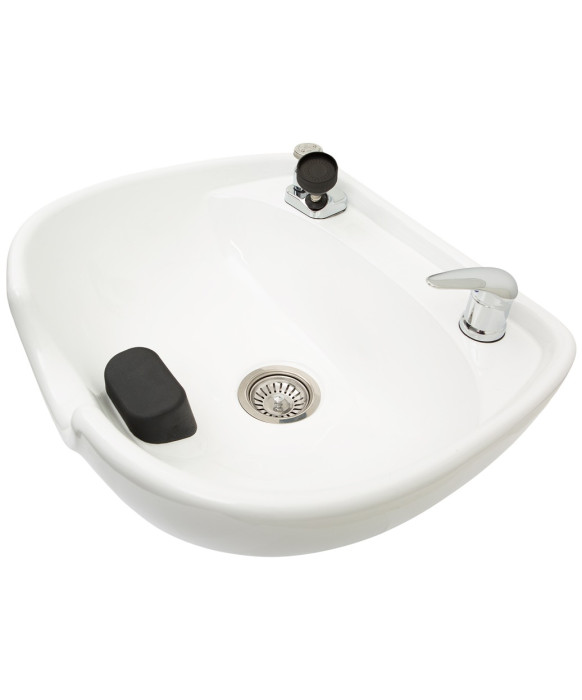 Stationary Porcelain Shampoo Bowl w/ Hardware - TS