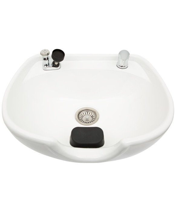Stationary Porcelain Shampoo Bowl w/ Hardware - TS