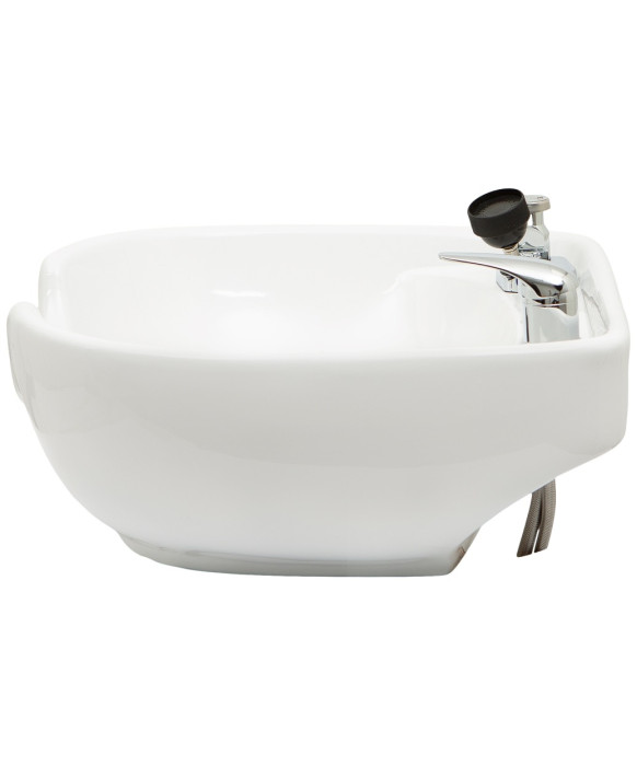 Stationary Porcelain Shampoo Bowl w/ Hardware - TS