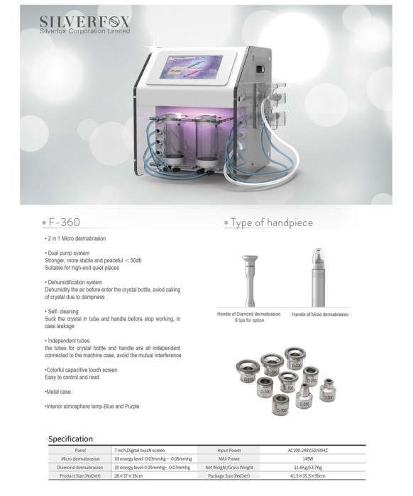 Silver Fox F-360 Microcrystal & Diamond Dermabrasion Machine
