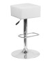 Contemporary Cube Vinyl Adjustable Height Barstool With Chrome Base-image2