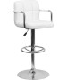 Contemporary Quilted Adjustable Height Stool with Chrome Base-image11