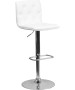 Contemporary Tufted Vinyl Adjustable Stool with Chrome Base-image6