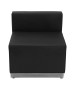 Black Leather Chair with Brushed Stainless Steel Base-image2