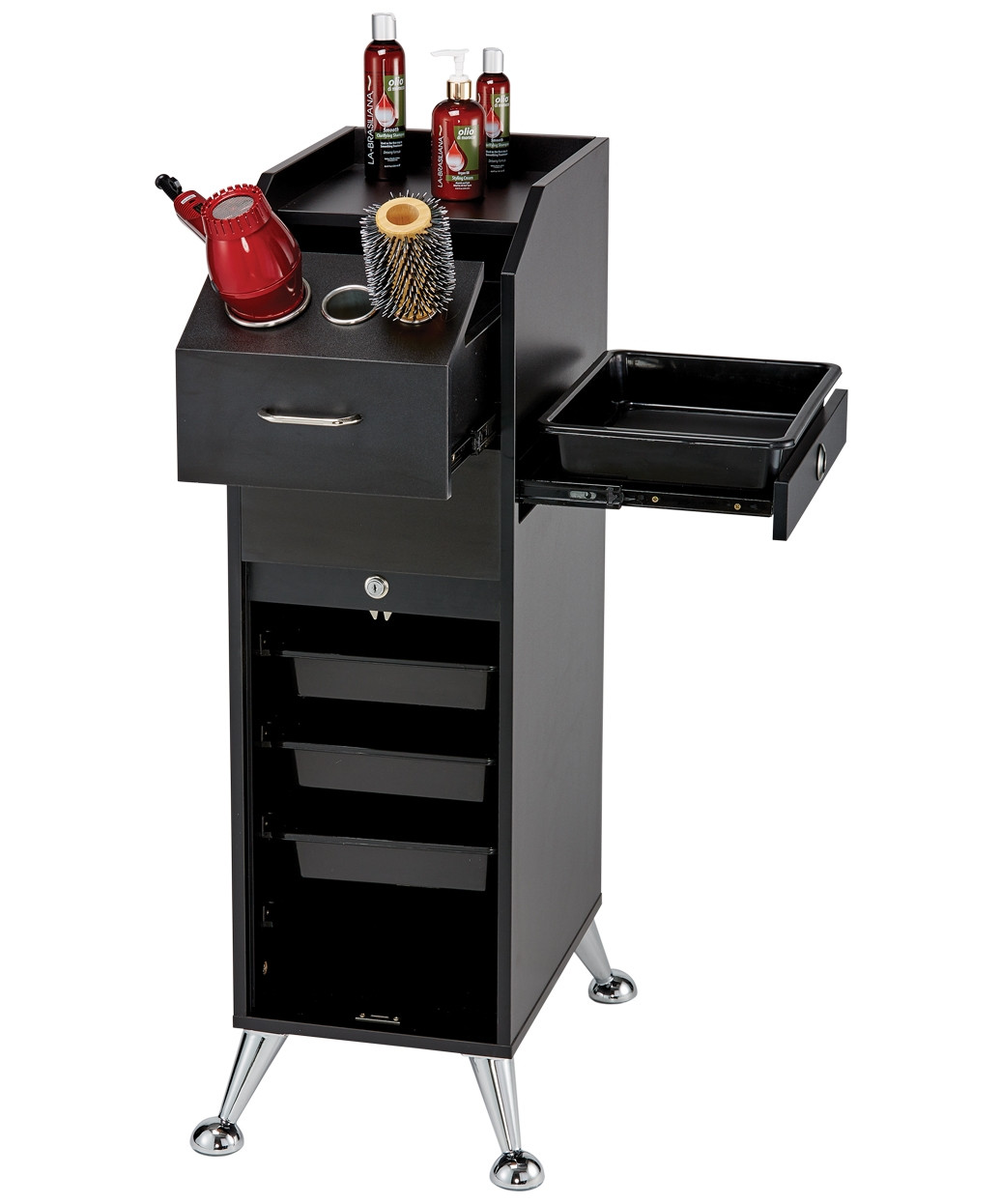 パブミラー　BAR barber ガレージ Pibbs SB25 Salon Styling Station w/ 4 Lockable Trays & 3 Chrome