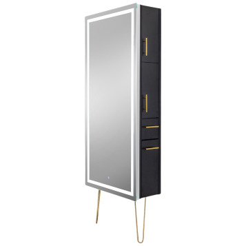 Pibbs 9110 Lumina LED Salon Mirror & Storage Server w/ Legs