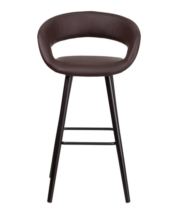 Brynn Contemporary Vinyl Stool w/ Cappuccino Wood Frame