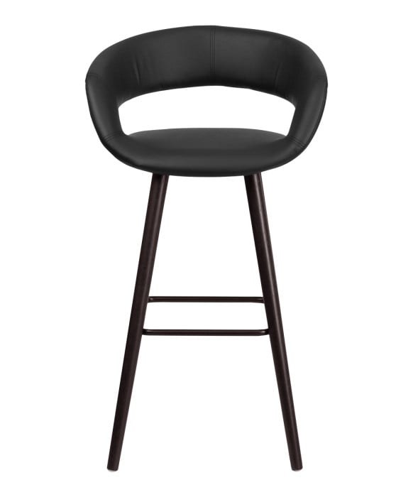 Brynn Contemporary Vinyl Stool w/ Cappuccino Wood Frame