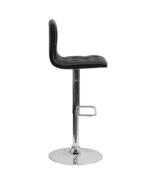 Contemporary Tufted Vinyl Adjustable Stool with Chrome Base