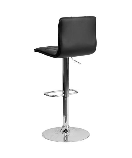 Contemporary Tufted Vinyl Adjustable Stool with Chrome Base