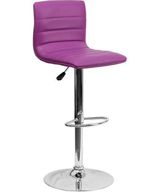 Contemporary Horizontal Vinyl Adjustable Stool with Chrome Base