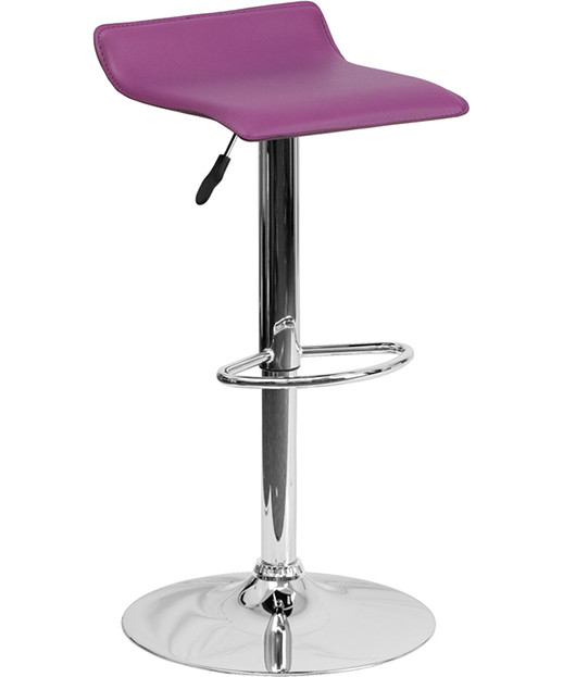 Contemporary Vinyl Adjustable Height Stool with Chrome Base
