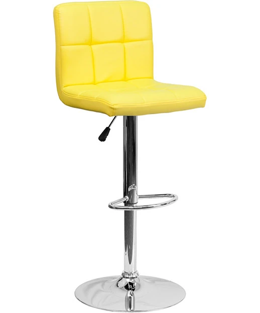 Contemporary Quilted Vinyl Adjustable Stool with Chrome Base