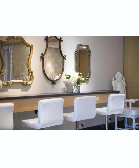 Contemporary Quilted Vinyl Adjustable Stool with Chrome Base