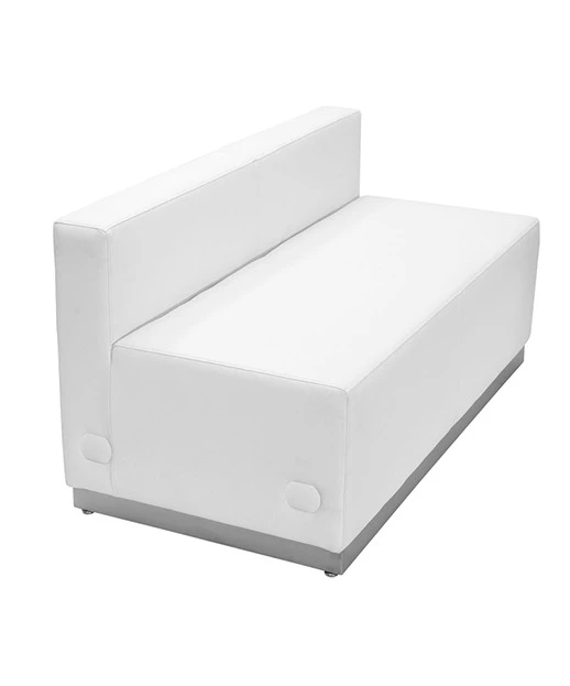 Black Leather Loveseat with Brushed Stainless Steel Base