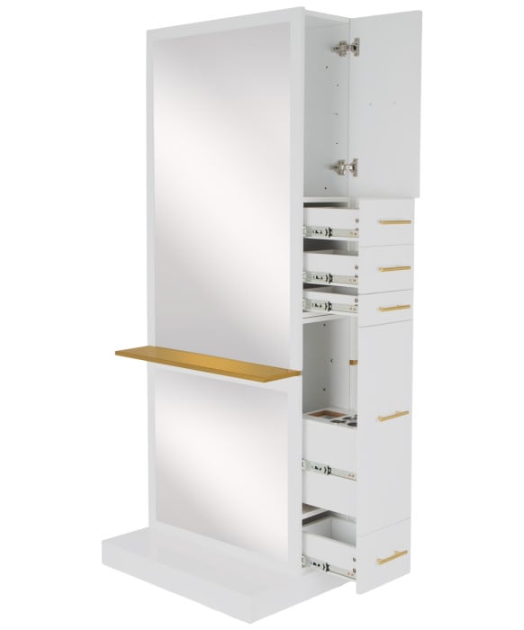 Milan Double Sided Styling Station w/ Shelf
