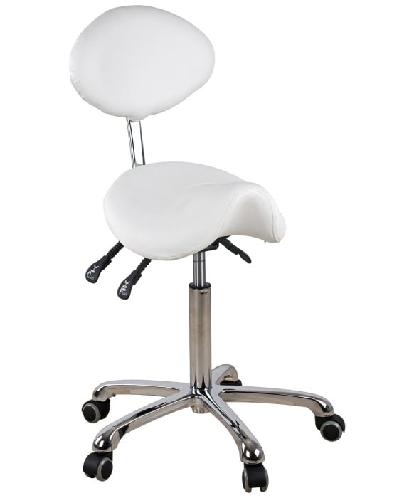 Silver Fox 1025 Rolling Saddle Stool w/ Back