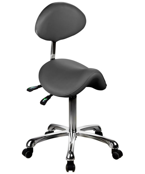Silver Fox 1025 Rolling Saddle Stool w/ Back