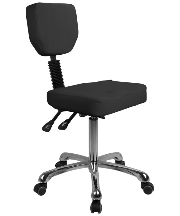 Silver Fox 1030 Rolling Stool w/ Back