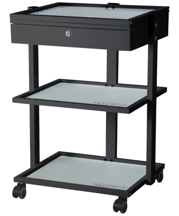 Silver Fox 1040A Glass Spa Utility Trolley w/ Storage