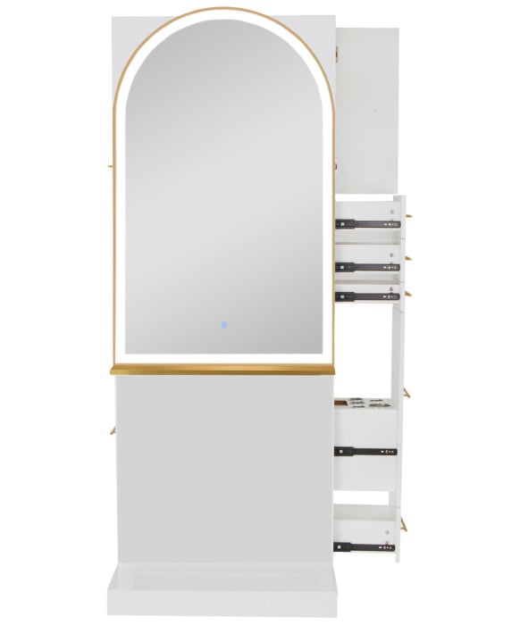 Milan Ultra Single Sided LED Styling Station w/ Shelf