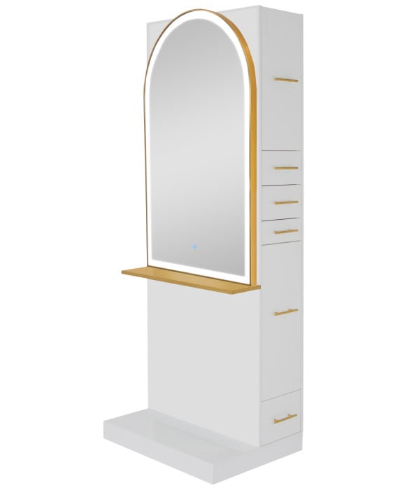 Milan Ultra Single Sided LED Styling Station w/ Shelf
