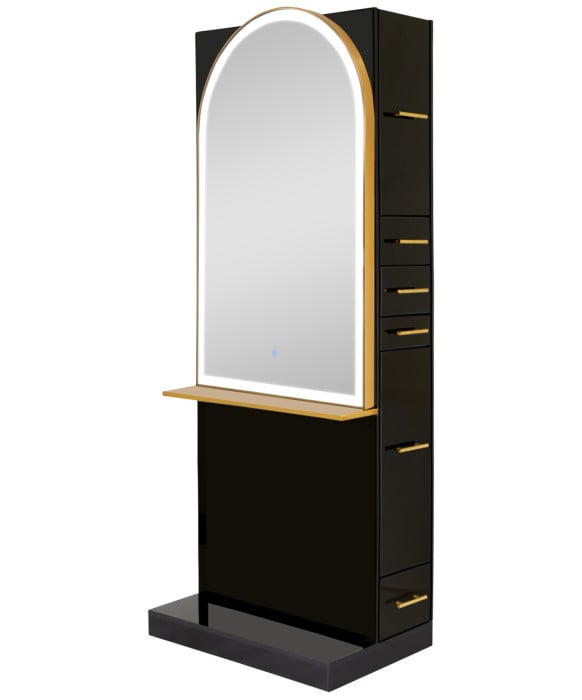 Milan Ultra Single Sided LED Styling Station w/ Shelf