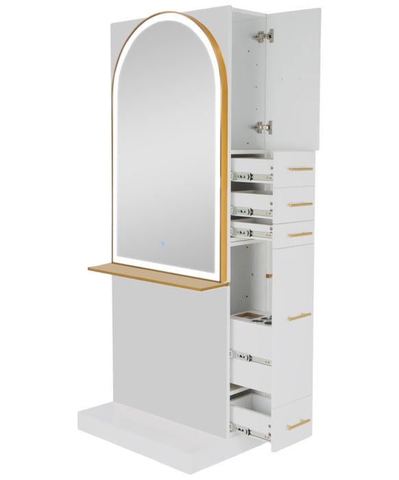 Milan Ultra Double Sided LED Styling Station w/ Shelf