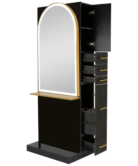 Milan Ultra Double Sided LED Styling Station w/ Shelf