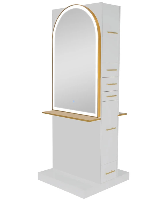 Milan Ultra Double Sided LED Styling Station w/ Shelf