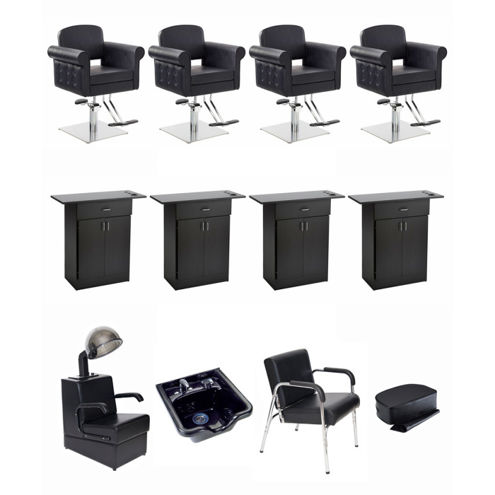 4 Operator Bali Tall with Mirror Salon Furniture & Equipment Package ...