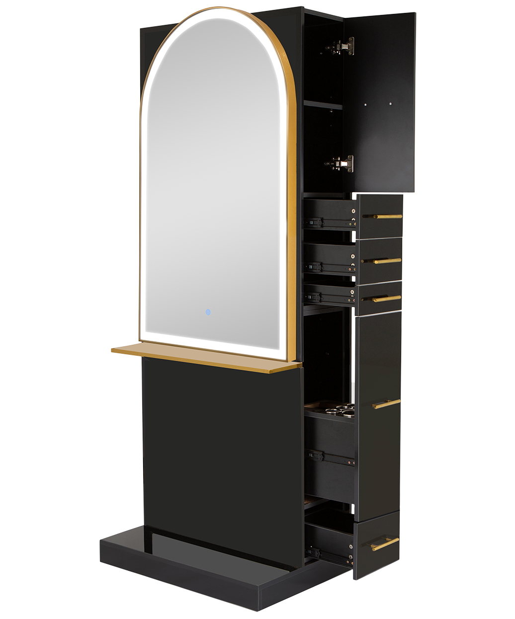 Milan Storefront Led Milan Ultra Single Sided LED Styling Station w/ Shelf | Buy-Rite Beauty