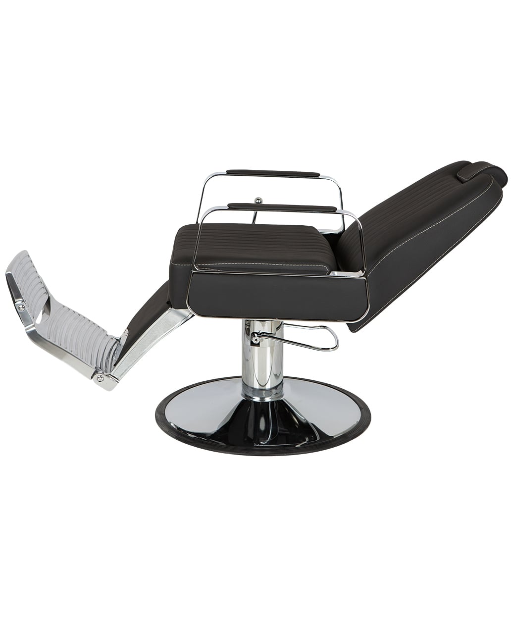 Lenox Classic Reclining Barber Chair with Double Stitch Pattern, Black