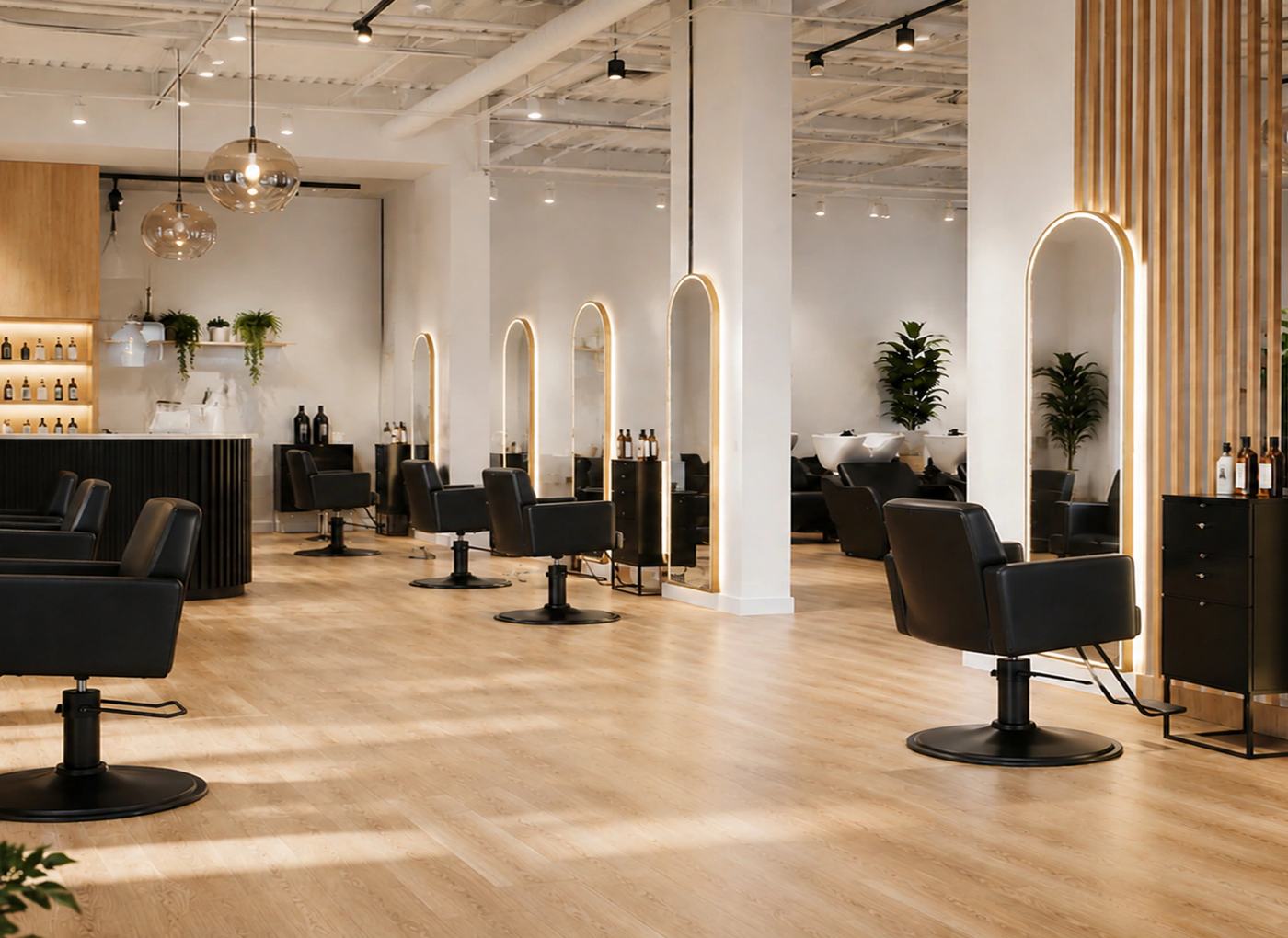 Modern salon styling stations